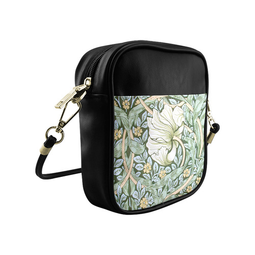 Blue Green Art Nouveau Floral Sling Bag (Model 1627)