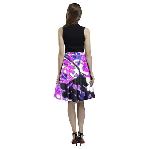 floral Melete Pleated Midi Skirt (Model D15)