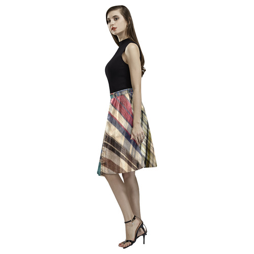 patchwor plaid / tartan Melete Pleated Midi Skirt (Model D15)