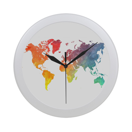 world map 15 Circular Plastic Wall clock