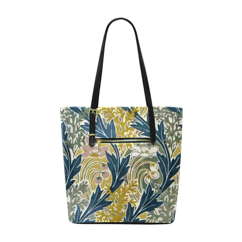 Art Deco Teal Floral Pattern Euramerican Tote Bag/Small (Model 1655)