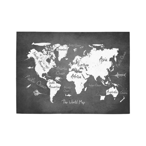 world map Area Rug7'x5'