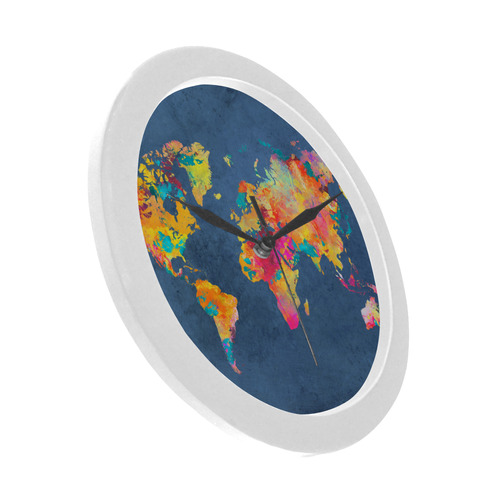 world map 18 Circular Plastic Wall clock