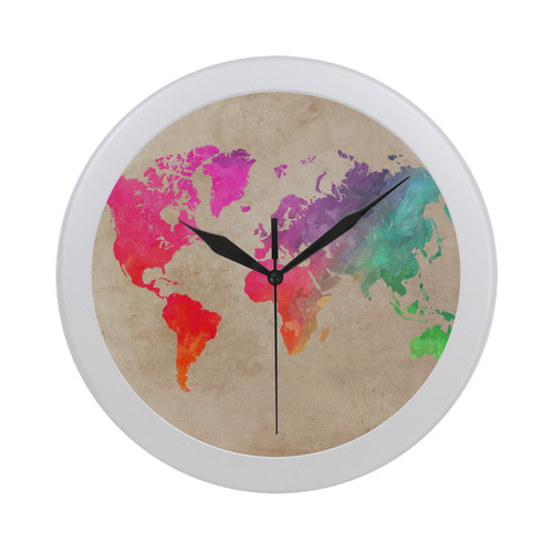 world map Circular Plastic Wall clock