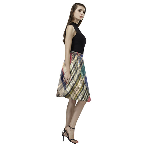 patchwor plaid / tartan Melete Pleated Midi Skirt (Model D15)