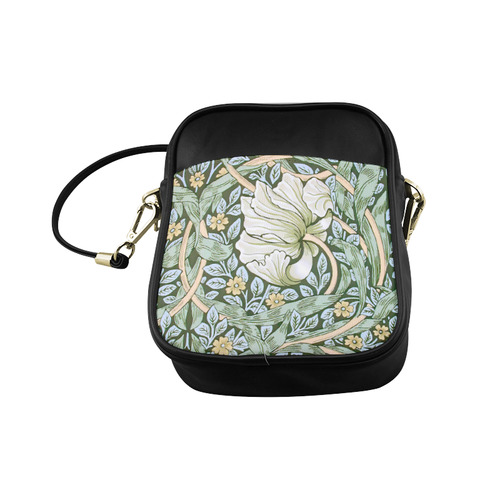 Blue Green Art Nouveau Floral Sling Bag (Model 1627)