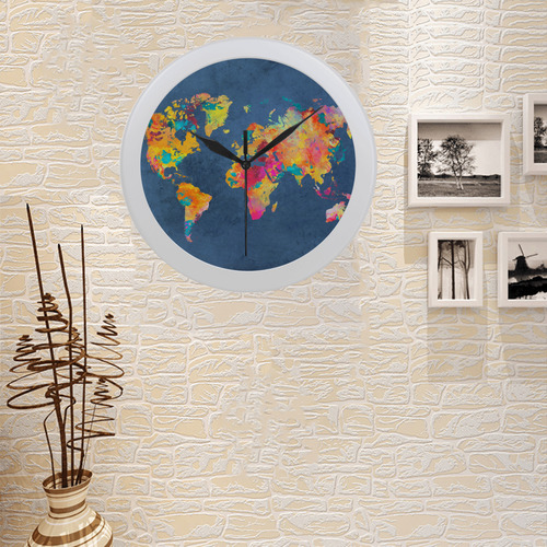 world map 18 Circular Plastic Wall clock