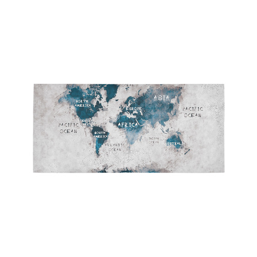 world map OCEANS and continents Area Rug 7'x3'3''