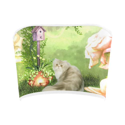 Cute cat in a garden Bandeau Top