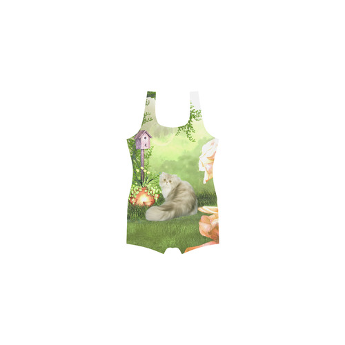 Cute cat in a garden Classic One Piece Swimwear (Model S03)