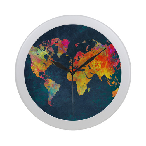 world map 16 Circular Plastic Wall clock