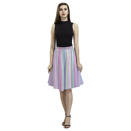 Broken TV Flatscreen Rainbow Melete Pleated Midi Skirt (Model D15)