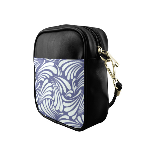 Floral Art Deco Blue White Sling Bag (Model 1627)