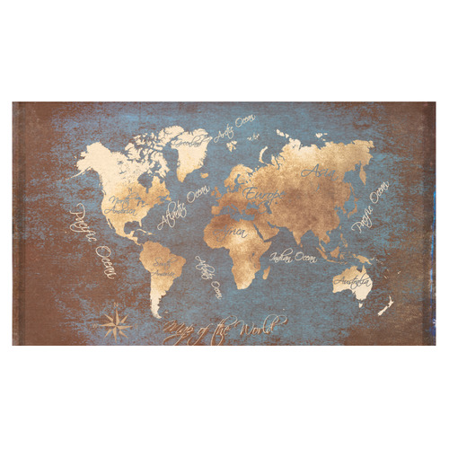 world map Cotton Linen Tablecloth 60"x 104"