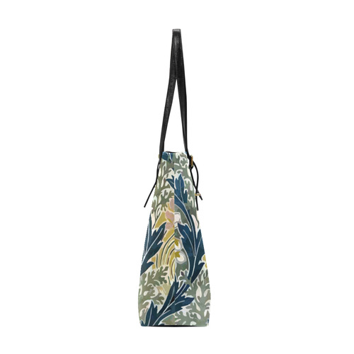 Art Deco Teal Floral Pattern Euramerican Tote Bag/Small (Model 1655)