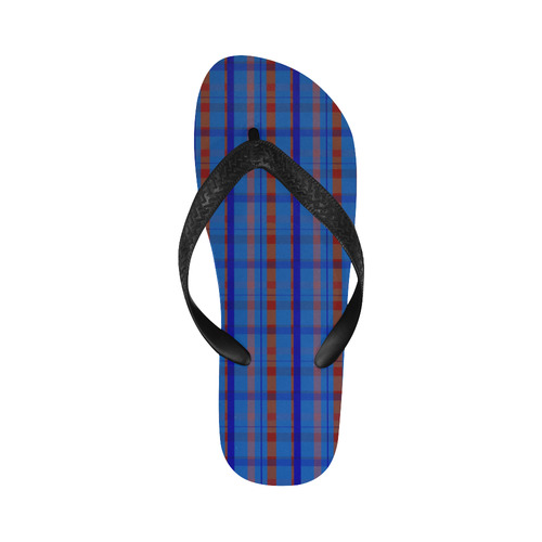 Royal  Blue Plaid Hipster style plaid pattern Flip Flops for Men/Women (Model 040)