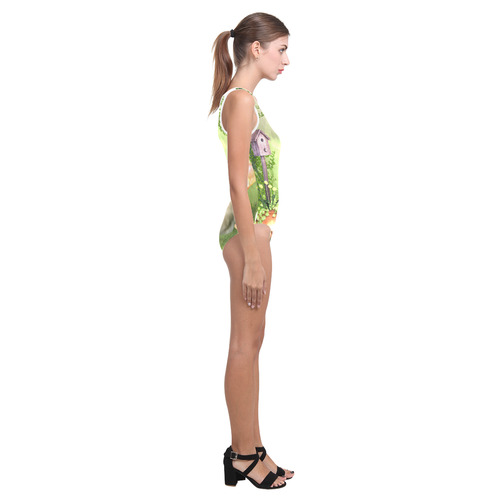 Cute cat in a garden Vest One Piece Swimsuit (Model S04)