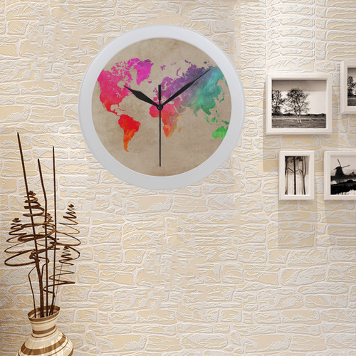 world map Circular Plastic Wall clock