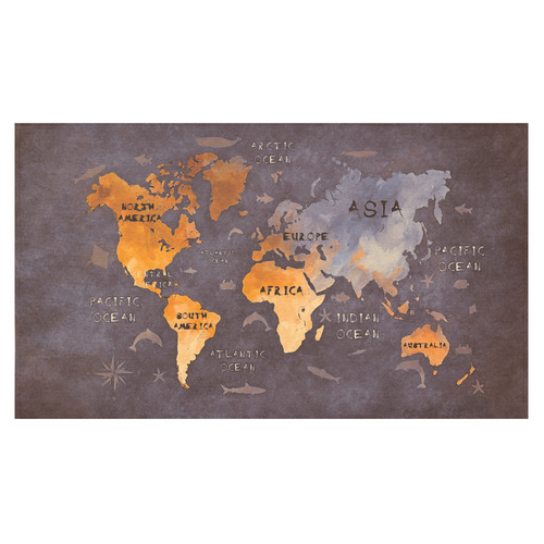 world map Cotton Linen Tablecloth 60"x 104"