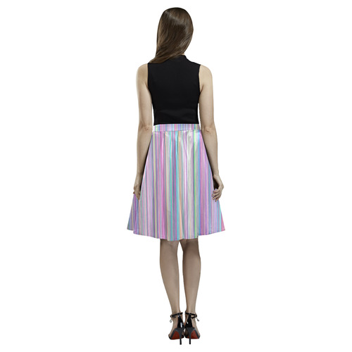 Broken TV Flatscreen Rainbow Melete Pleated Midi Skirt (Model D15)