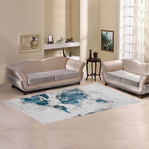 world map OCEANS and continents Area Rug 7'x3'3''