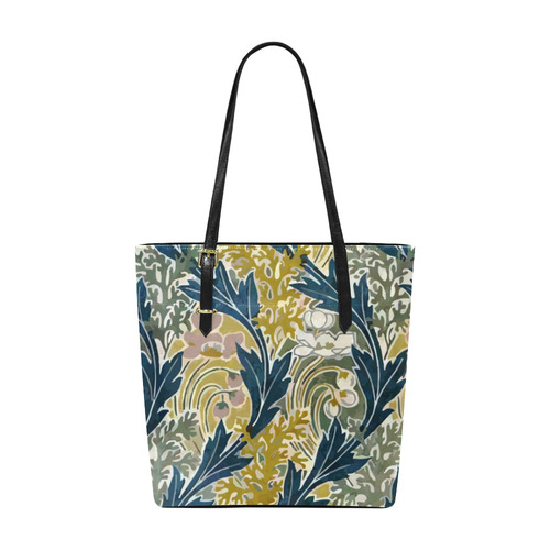 Art Deco Teal Floral Pattern Euramerican Tote Bag/Small (Model 1655)