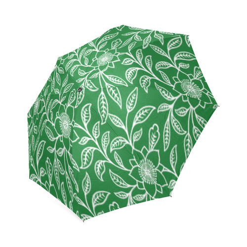 Vintage Lace Floral Green Foldable Umbrella (Model U01)
