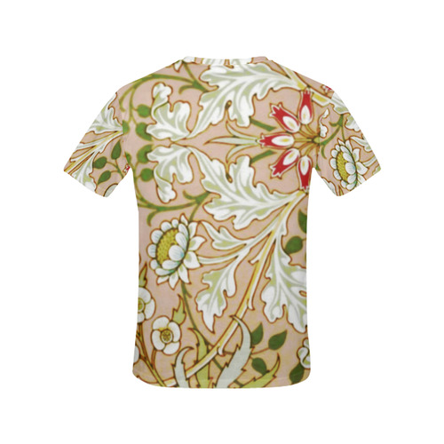 Red White Art Deco Floral All Over Print T-Shirt for Women (USA Size) (Model T40)