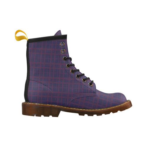 Purple Plaid Hipster Style High Grade PU Leather Martin Boots For Men Model 402H