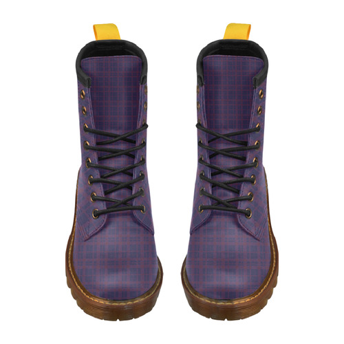 Purple Plaid Hipster Style High Grade PU Leather Martin Boots For Men Model 402H