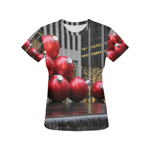 NYC Christmas Ball Ornaments All Over Print T-Shirt for Women (USA Size) (Model T40)