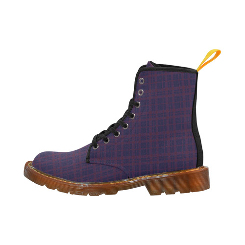 Purple Plaid Hipster Style Canvas Martin Boots For Women Model 1203H