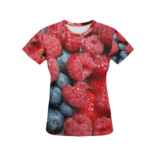 Red Berry Mix All Over Print T-Shirt for Women (USA Size) (Model T40)