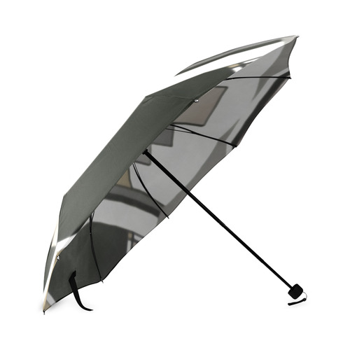 Black Brown Art Deco Geometric Foldable Umbrella (Model U01)