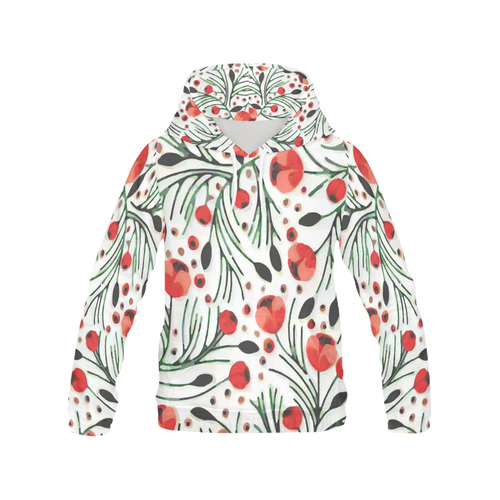 Cute Pink Floral Pattern All Over Print Hoodie for Women (USA Size) (Model H13)