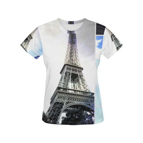 Eiffel Tower Paris All Over Print T-Shirt for Women (USA Size) (Model T40)