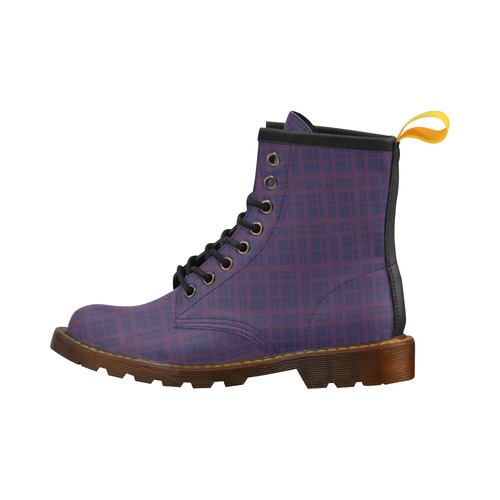 Purple Plaid Hipster Style High Grade PU Leather Martin Boots For Men Model 402H