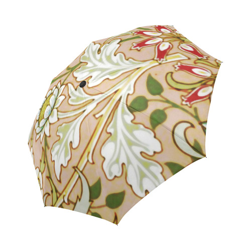 Red White Art Deco Floral Auto-Foldable Umbrella (Model U04)