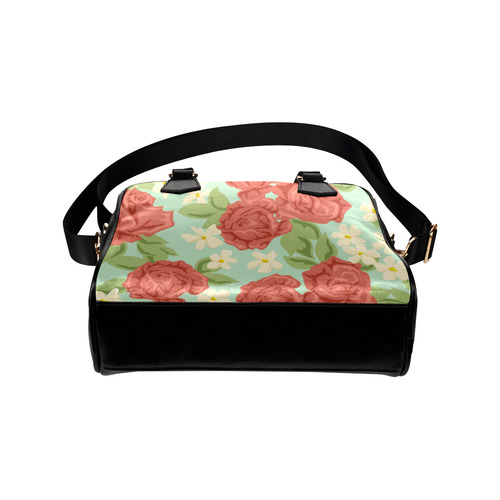 Red Roses Vintage Floral Pattern Shoulder Handbag (Model 1634)