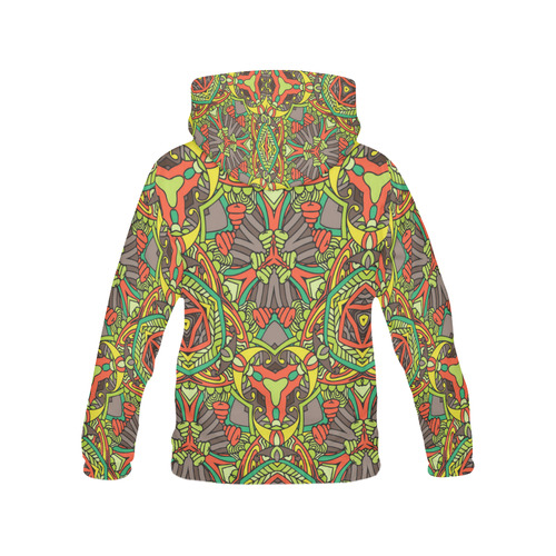 Zandine 0305 Retro brown orange green pattern All Over Print Hoodie for Women (USA Size) (Model H13)