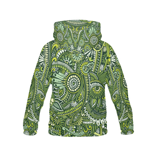 zz0105 green hippie flower whimsical pattern All Over Print Hoodie for Women (USA Size) (Model H13)
