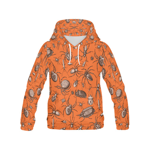 beetles spiders creepy crawlers insects halloween All Over Print Hoodie for Women (USA Size) (Model H13)