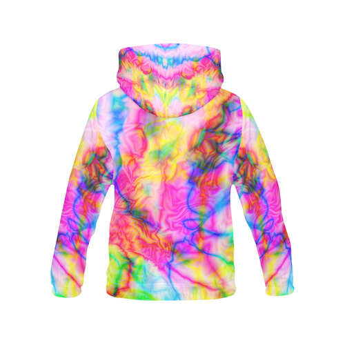 Tropical blue yellow pink abstract texture ZT05 All Over Print Hoodie for Women (USA Size) (Model H13)
