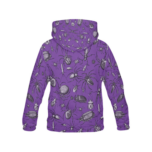 spiders creepy crawlers insects purple halloween All Over Print Hoodie for Women (USA Size) (Model H13)