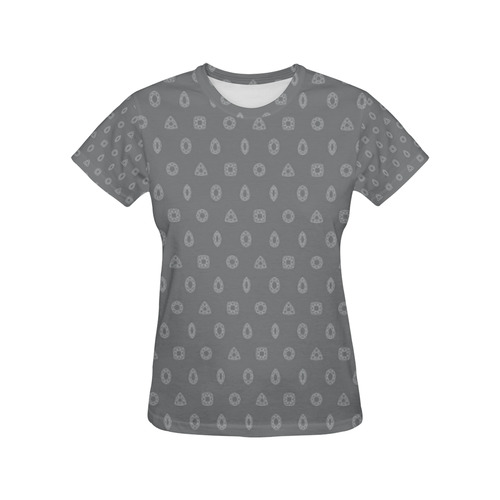 faceted gemstone pattern diamond cut grey All Over Print T-Shirt for Women (USA Size) (Model T40)