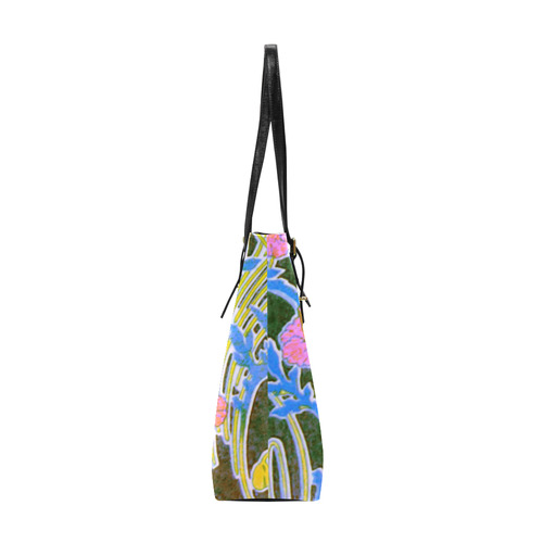 Pink Blue Floral Art Deco Pattern Euramerican Tote Bag/Small (Model 1655)