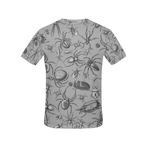 beetles spiders creepy crawlers insects grey All Over Print T-Shirt for Women (USA Size) (Model T40)
