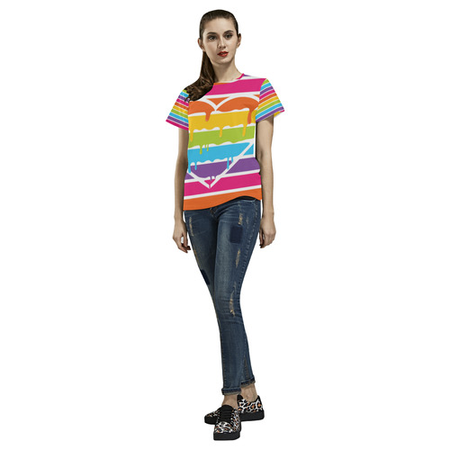 rainbow stripes All Over Print T-Shirt for Women (USA Size) (Model T40)