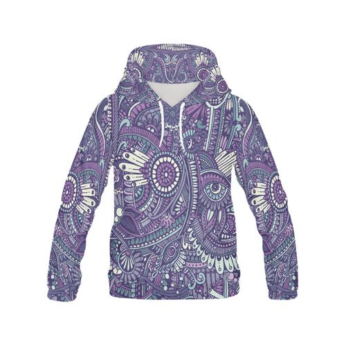 zz0102 purple hippie flower pattern All Over Print Hoodie for Women (USA Size) (Model H13)