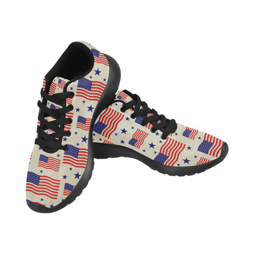 Flag Of The USA grungy style Pattern Women’s Running Shoes (Model 020)
